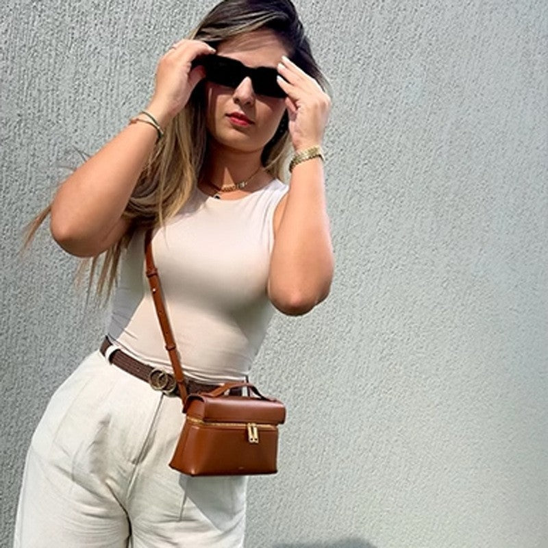 Fashion Unique Lunch Box Design Genuine Small Square Bags