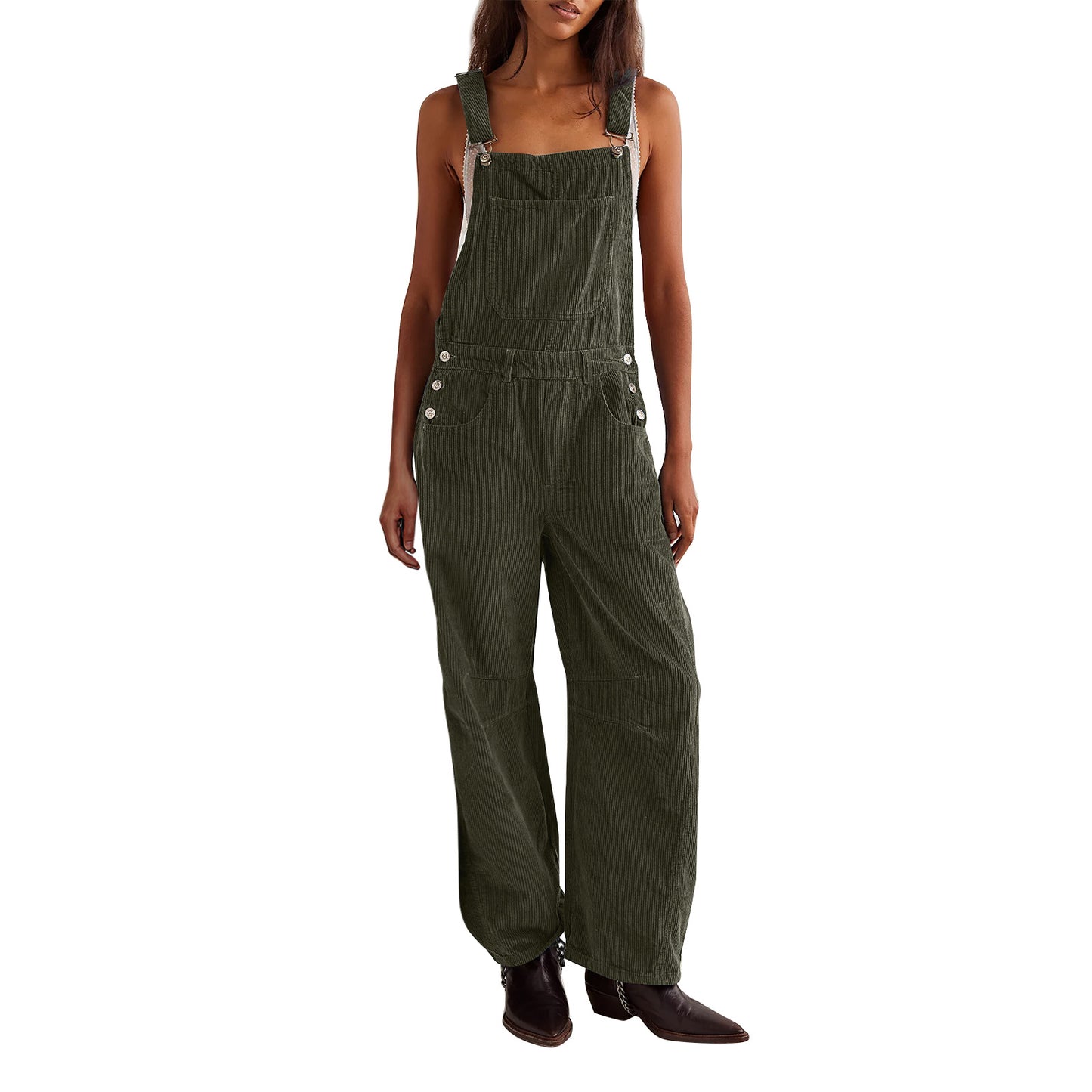Women's Slouchy Corduroy Overalls Fashion Loose-fitting Jumpsuits