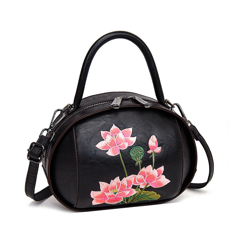 Women's Chinese Style Size Embroidered Lotus Ethnic Handbags