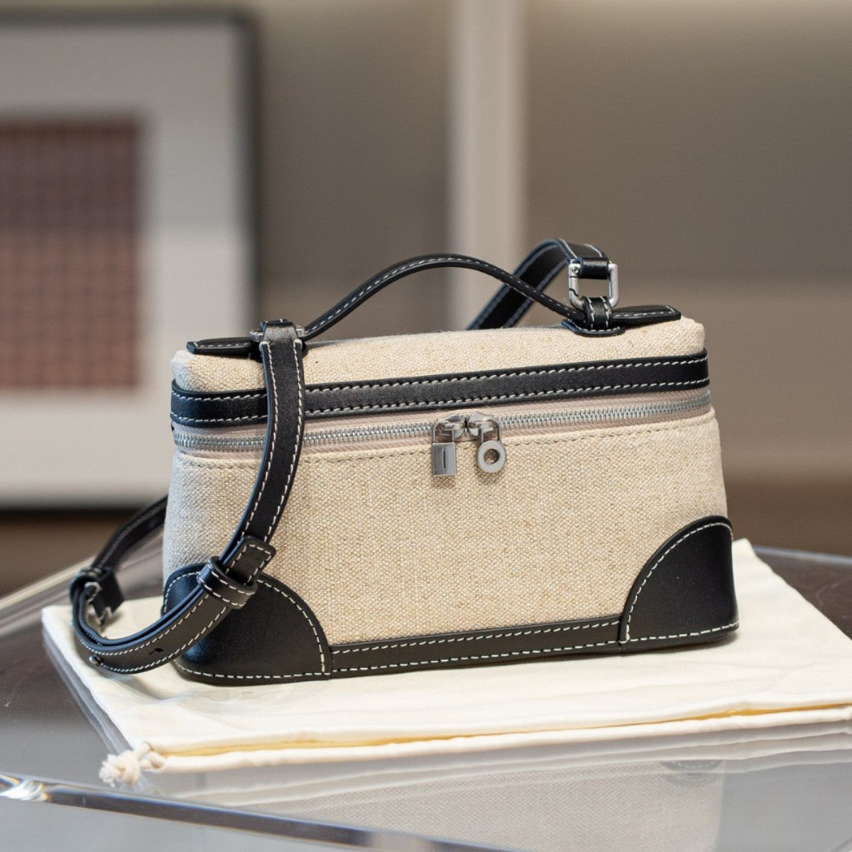 Glamorous Women's Lunch Box Canvas Leather Bags