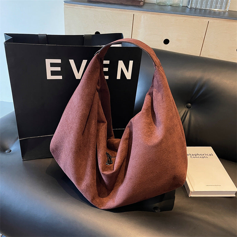Women's Retro Large Capacity Totes Suede Fabric Tote Bags