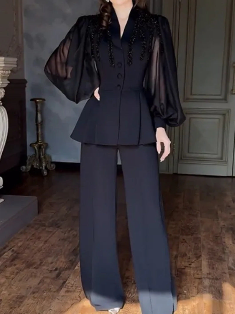Elegant Comfortable Temperament Sexy Rhinestone Two-piece Jumpsuits