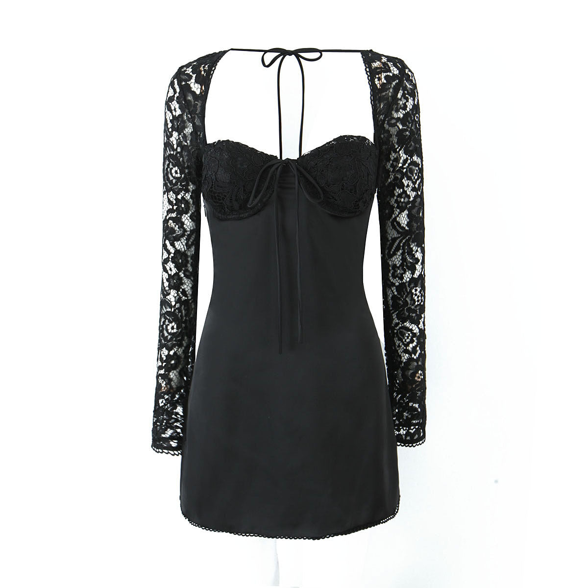 Sexy Lace Sleeve Back Tied Dress Dresses