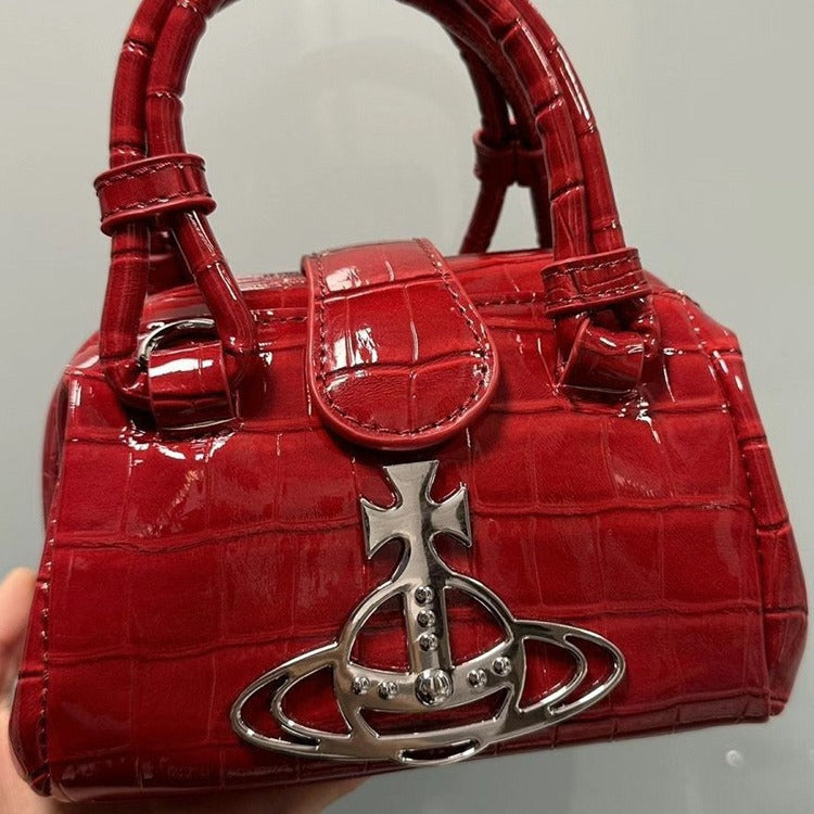 Chain Saturn Mini Retro Crocodile Pattern Crossbody Bags