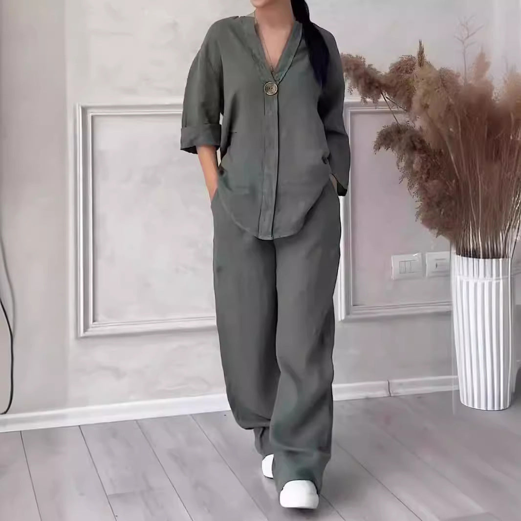 Women's Wear Comfortable Loose Wide Leg Cotton Tops