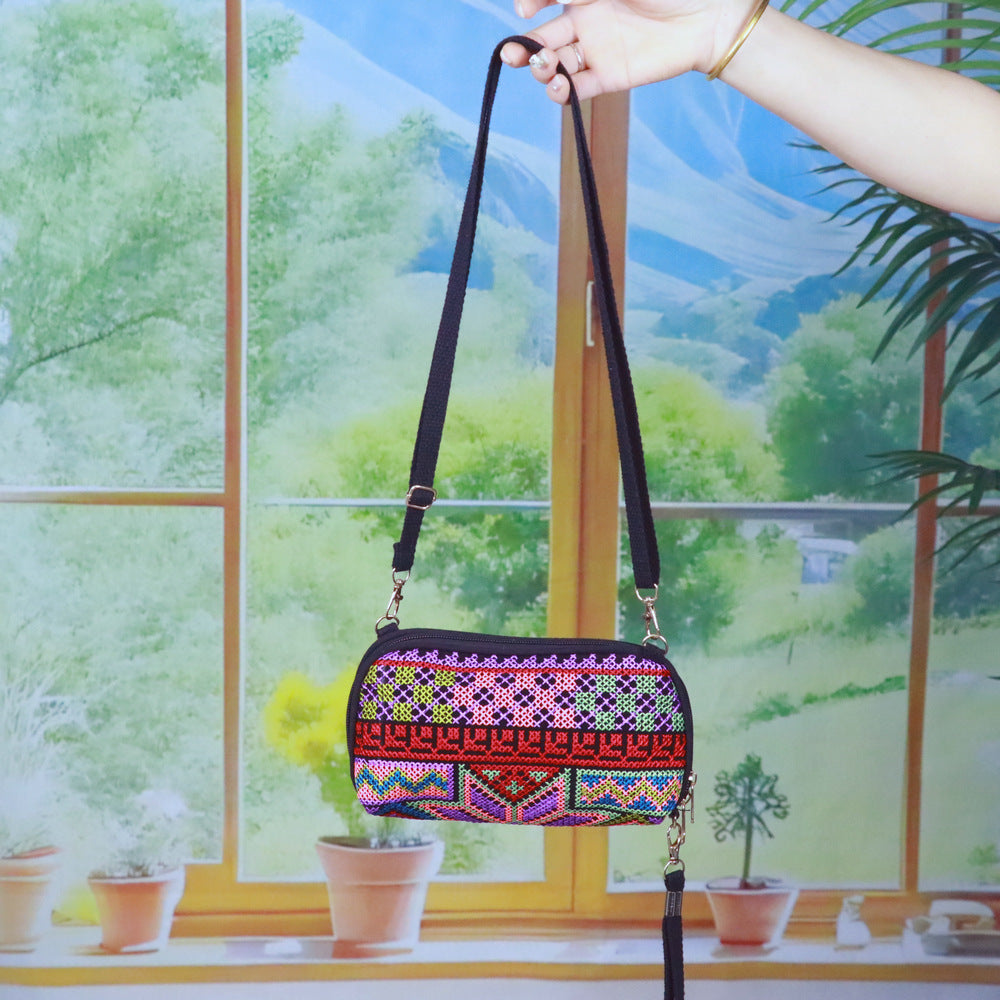 Ethnic Style Handmade Cross Stitch Mobile Female Fashion Phone Bags