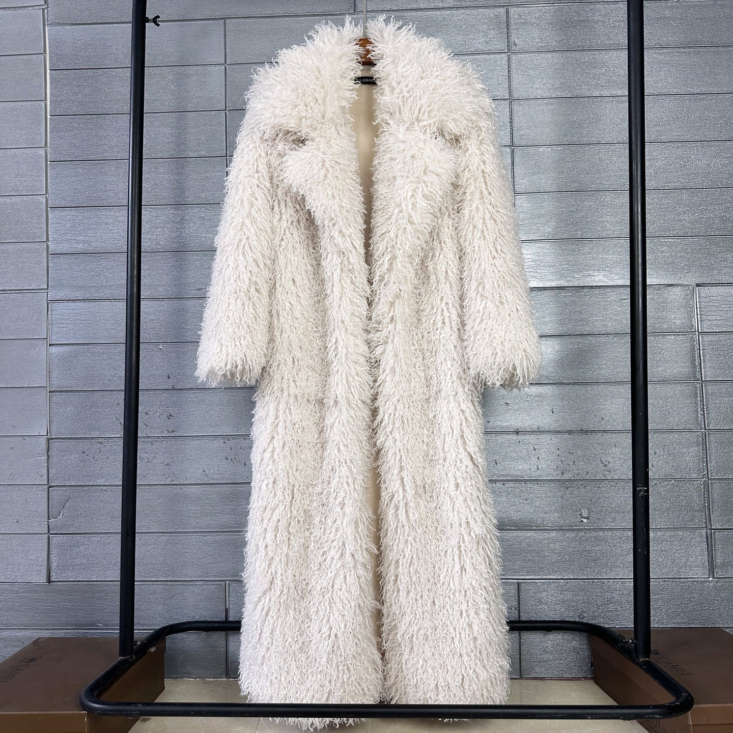 Women's Imitation Tan Wool Furry Fur Extended Coats