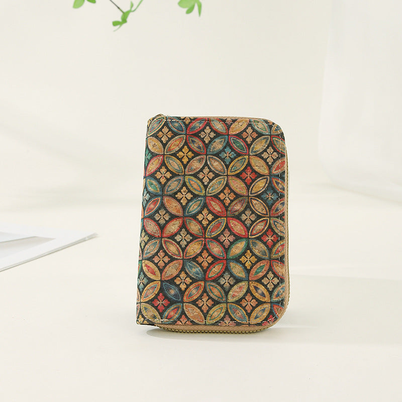 Soft Wood Grain Long Zip Mobile Phone Bags