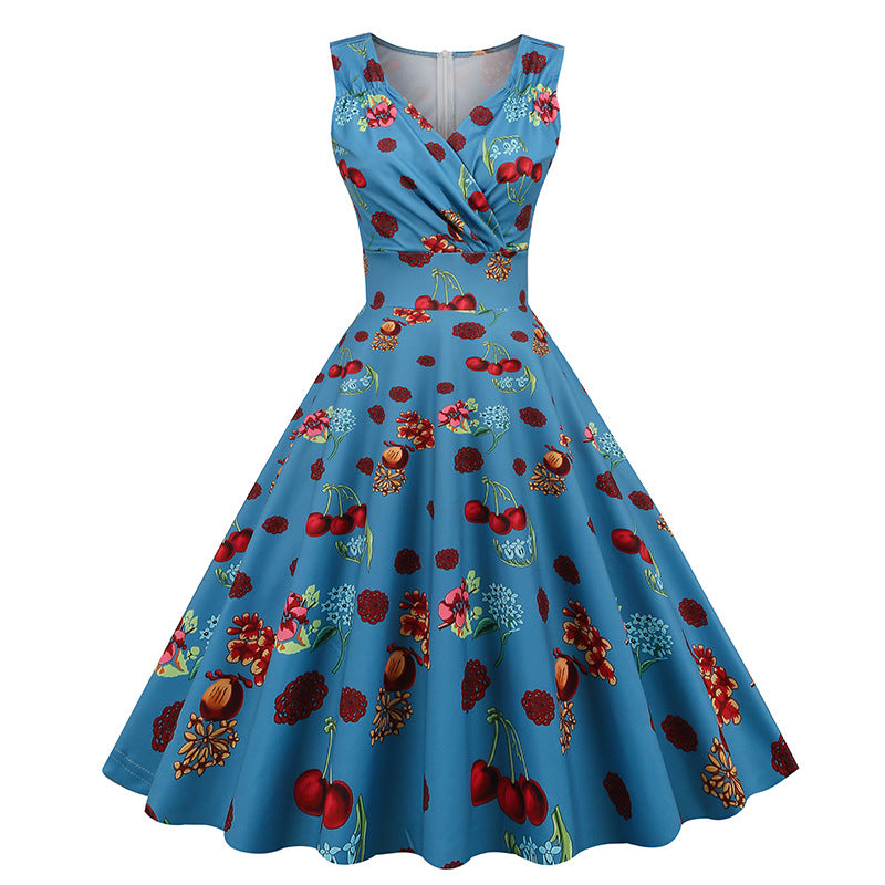 Party Style Vintage Printed Dress Cocktail Dresses