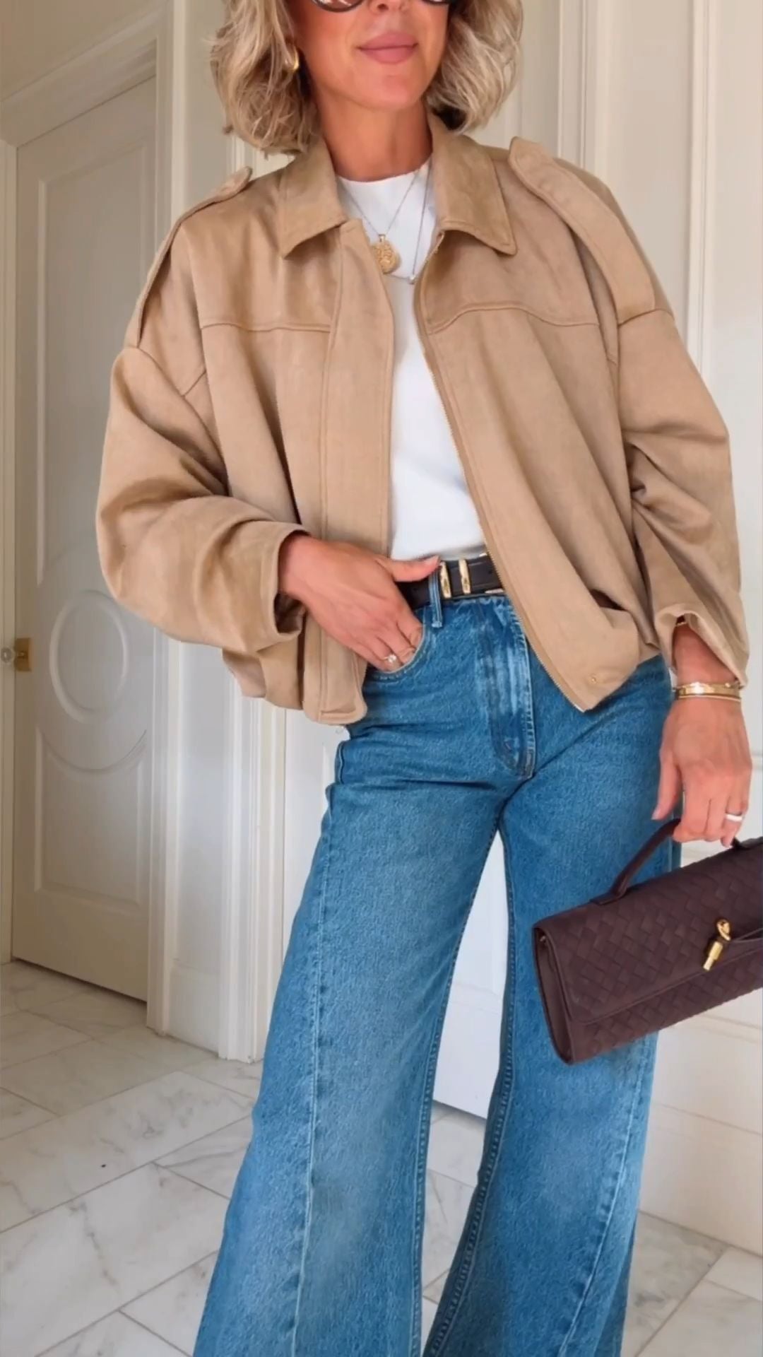 Women's Autumn Loose Batwing Sleeve Suede Clothing