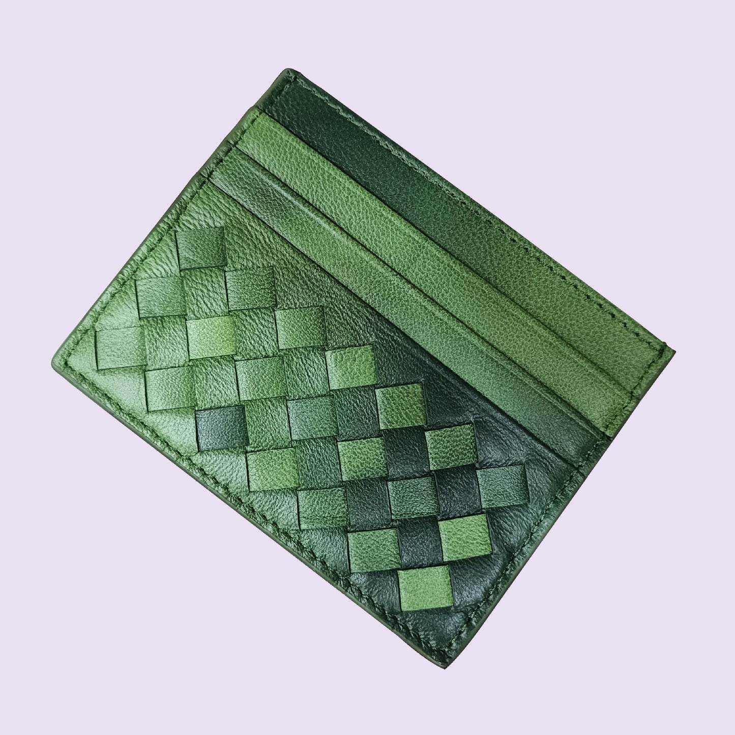 Women's & Men's & Name Sheepskin Woven Lightweight Clamp Card Holder