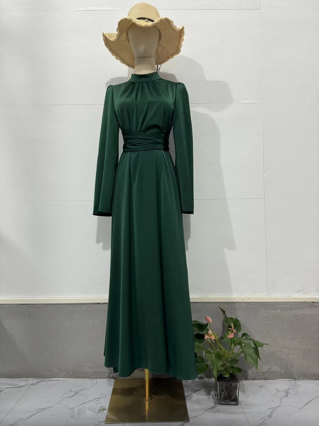 Women's Lace Up Solid Color Long Sleeve Dresses