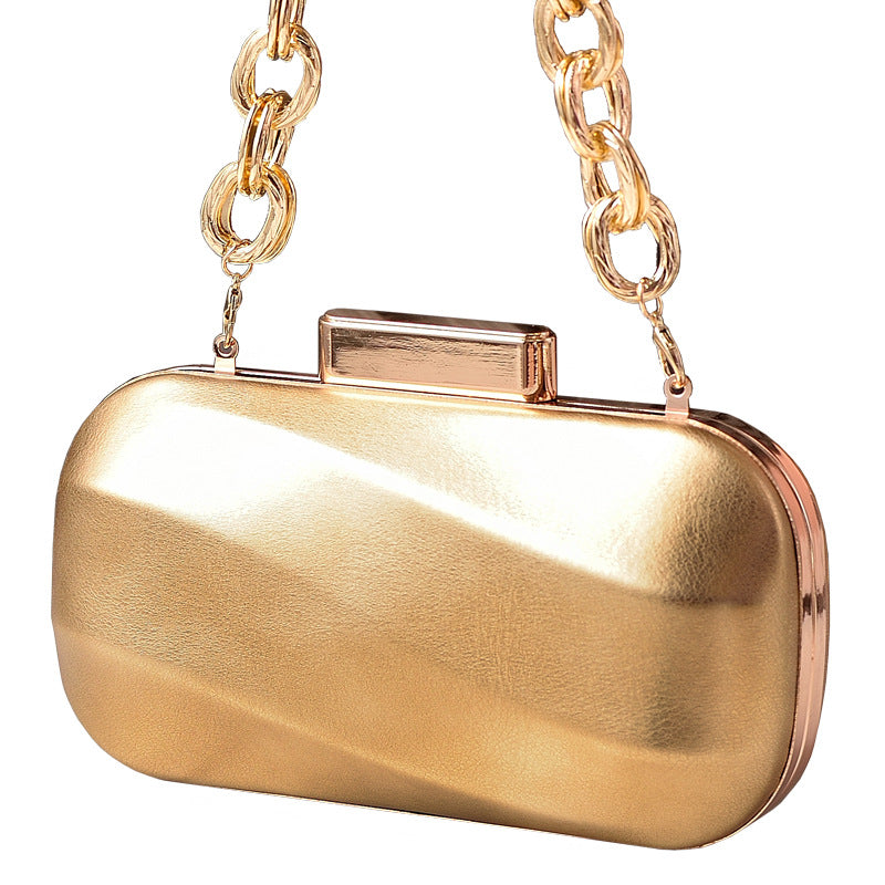 Sier Shiny Surface Leather Party Chain Evening Bags