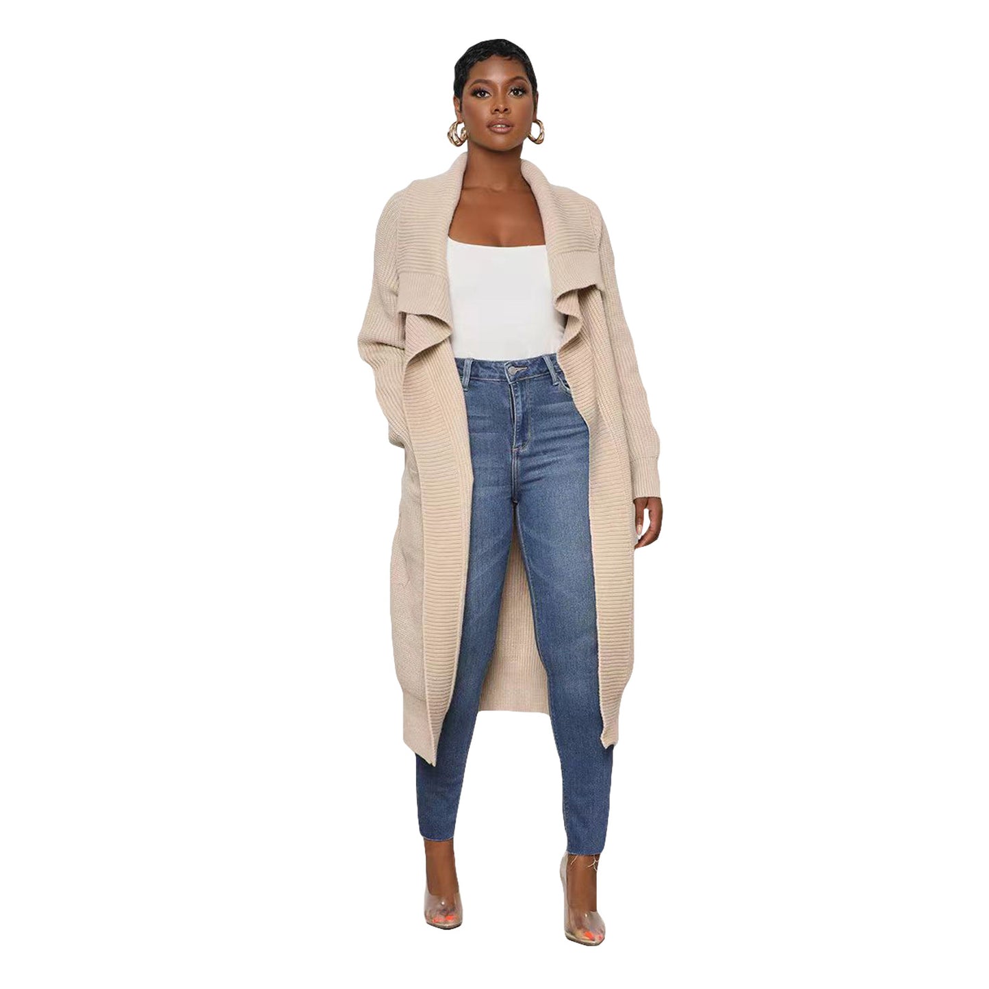 Women's Casual Solid Color Long Knitted Sweaters