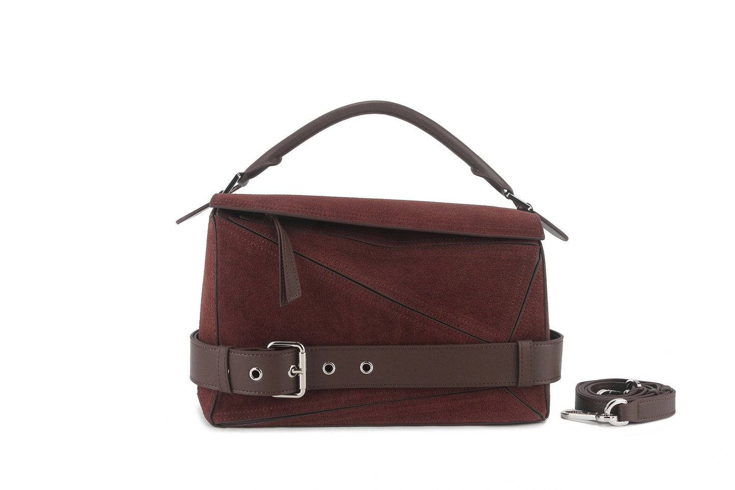 Women's & Men's & Geometric Motorcycle Leather Suede Portable Handbags