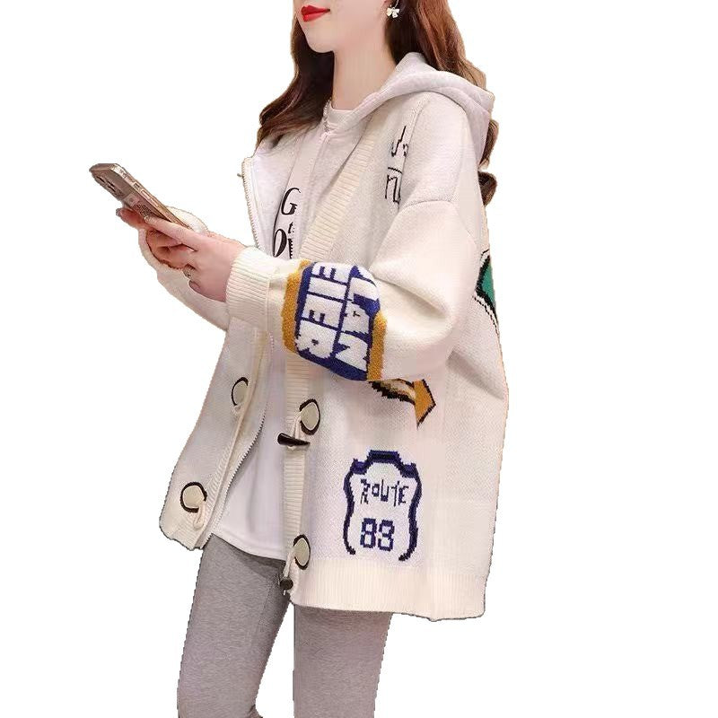Women's Fake Two-piece Hooded Loose Lazy Style Sweaters