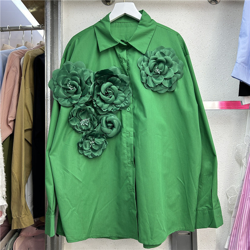 Women's Ruffled Collar Long Sleeve Solid Color Blouses