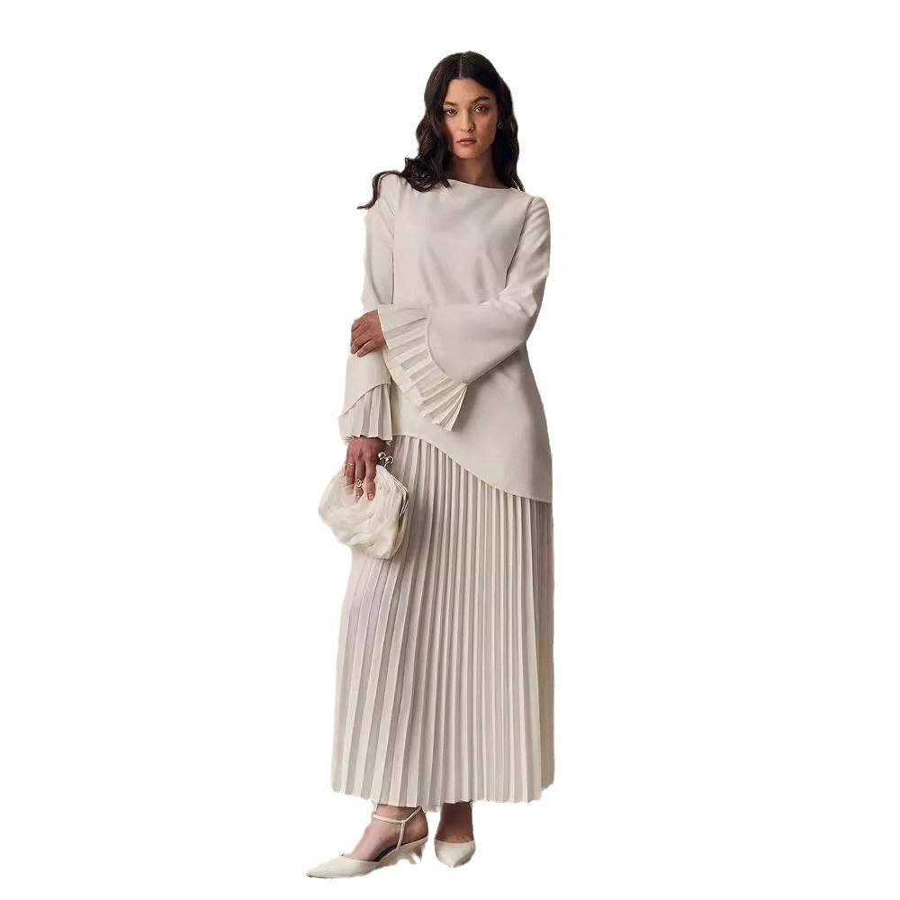 Women's Elegant Pleated Stitching High-grade Loose French Suits