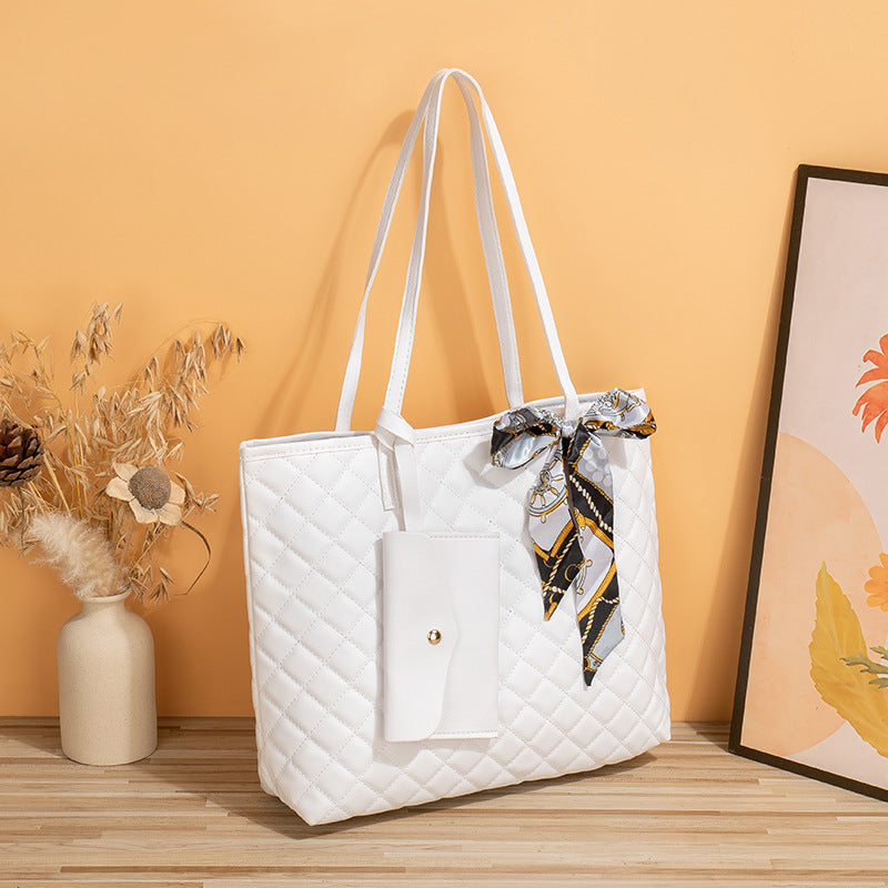 Women's Large Capacity Diamond Plaid Texture Mummy Tote Bags