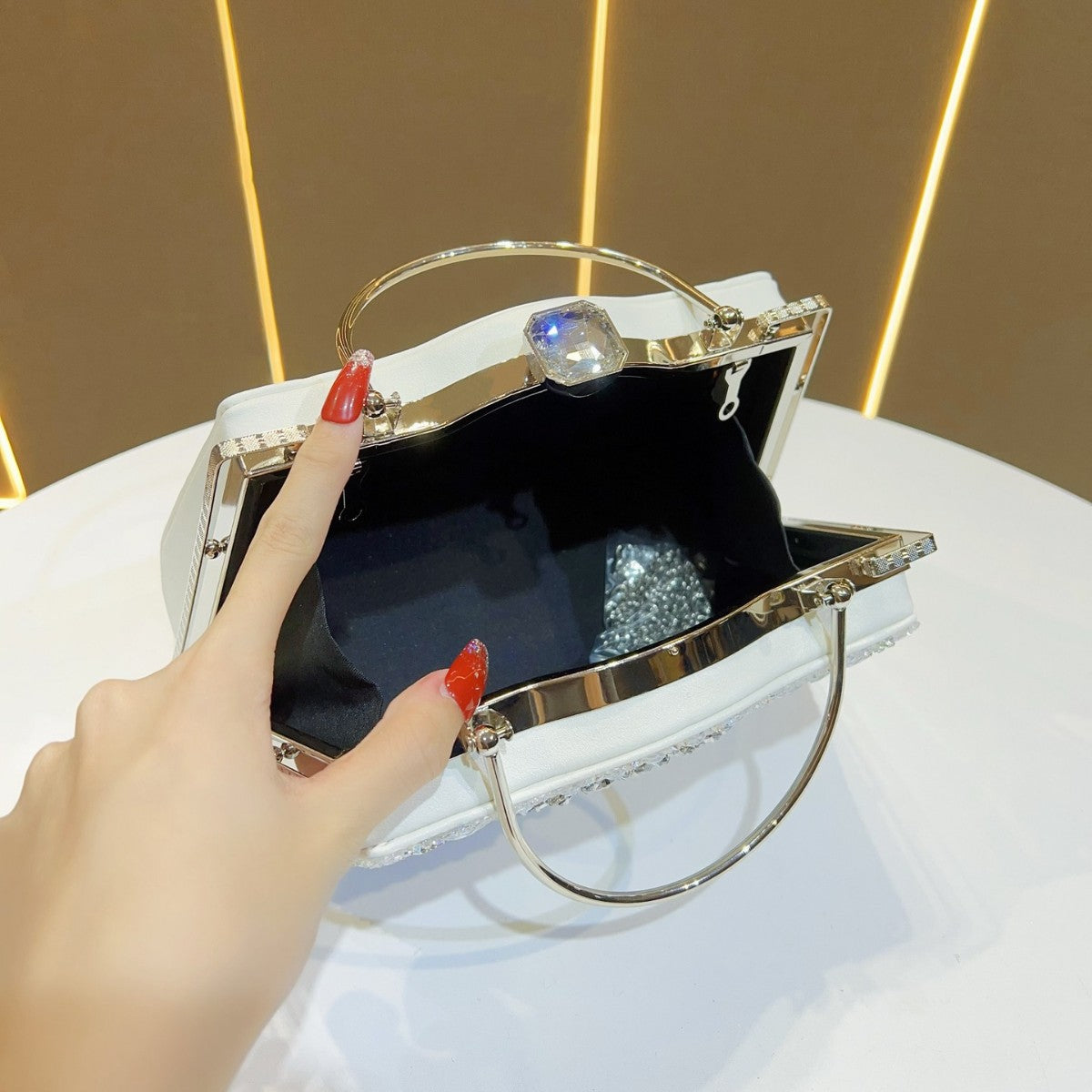 Women's Large Capacity High Sense Diamond Dinner Bags