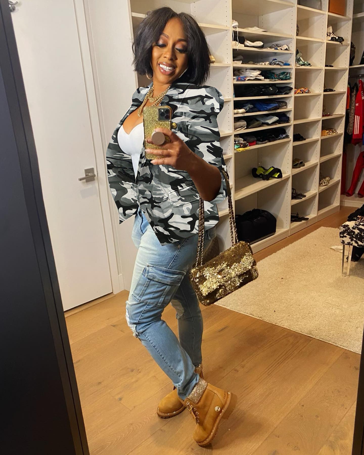 Women's Comfortable Pretty Fashion Camouflage Printed Blazers