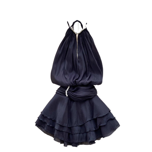 Beaded Suspender Dress Goddess Temperament Ruffled Chiffon Blouses