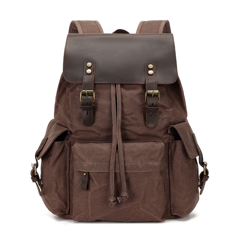 Leather Canvas Trend Computer Waterproof Oil Backpacks