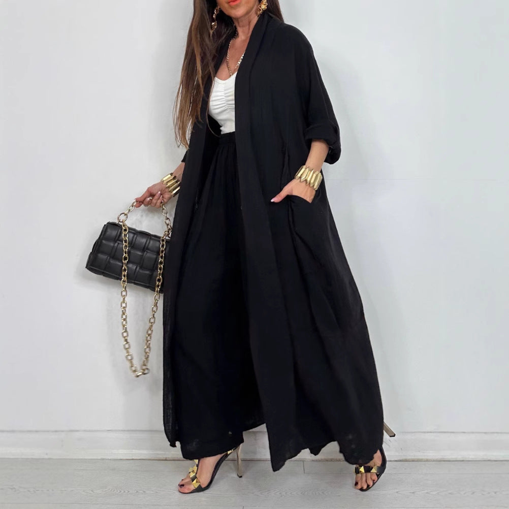Women's Long Shirt Fashion Solid Color Casual Suits