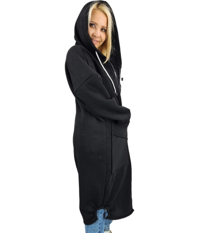 Knit Hooded Fleece Lined Casual Fashionable Women's Sweater, Sweater