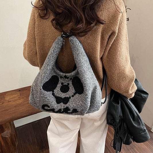 Design Cute Puppy Female Winter Fashion Shoulder Bags