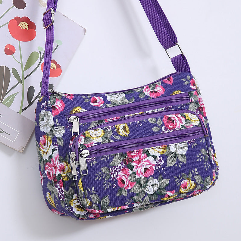 Women's Canvas Printing Mother Large Capacity Leisure Crossbody Bags