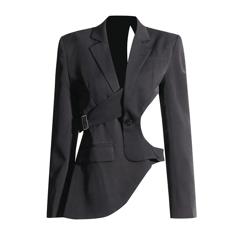 Sneaky Design Asymmetric Small Niche Midriff Blazers