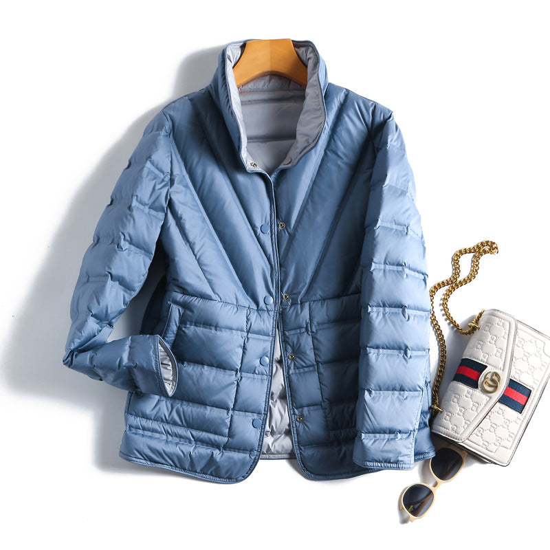 Wear Lightweight Warm Adhesive Fashion Stand Collar Single-breasted Jackets