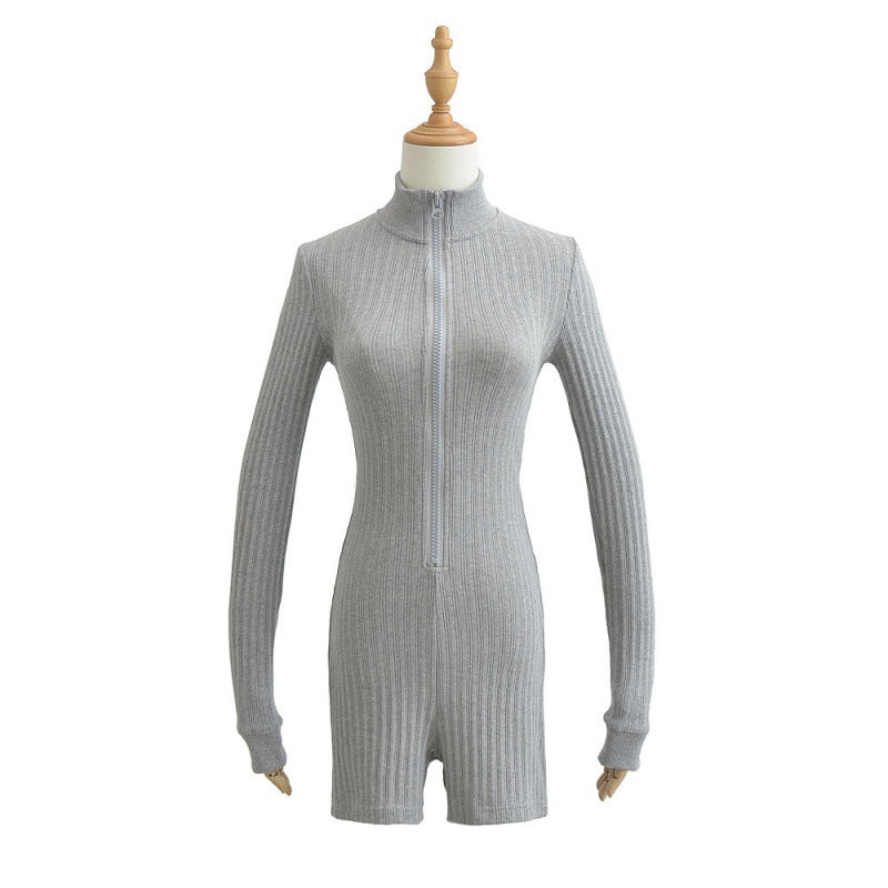 Women's Half Turtleneck Knitted Long-sleeved Summer Sexy Jumpsuits