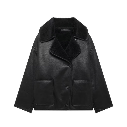 Women's Street Fashion Fur Integrated Double-sided Coats
