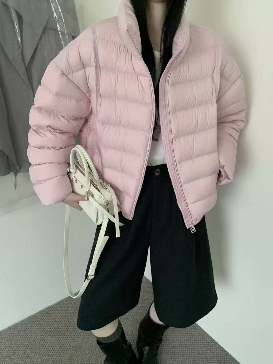 Women's Rib Temperament White Duck Down Light Jackets