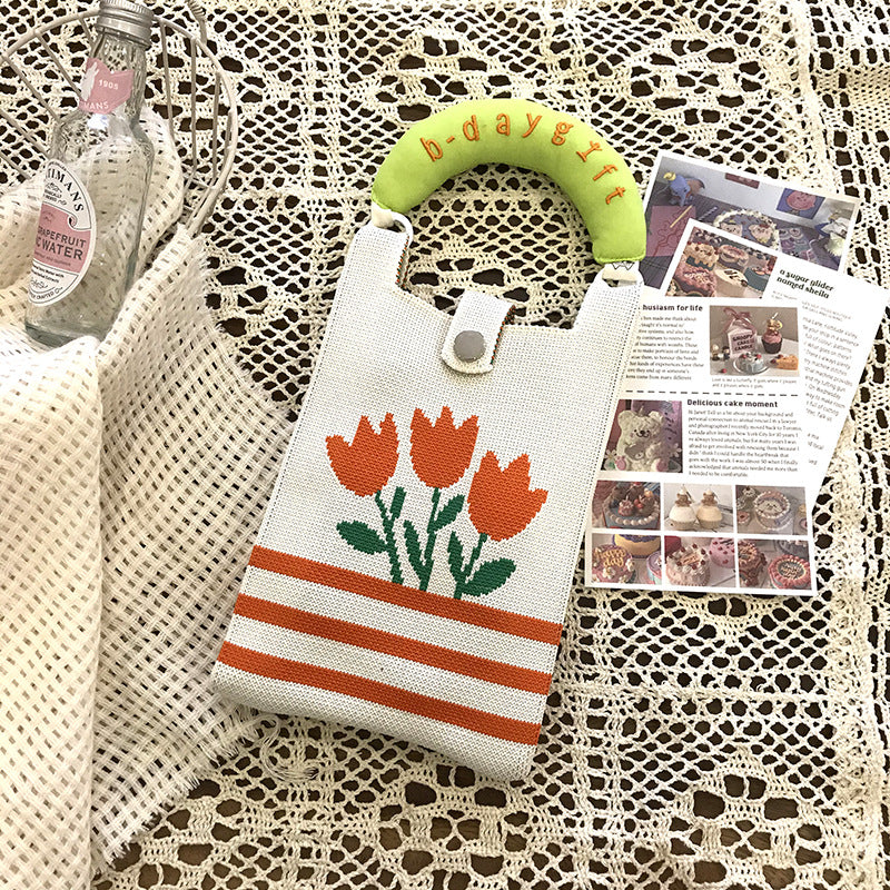 Design Cute Cartoon Mini Knitted Mobile Versatile Phone Bags