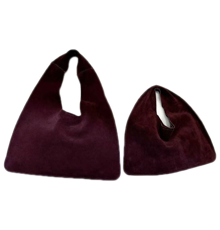 Women's Cowhide Triangle Suede Leather Cloud Underarm Handbags