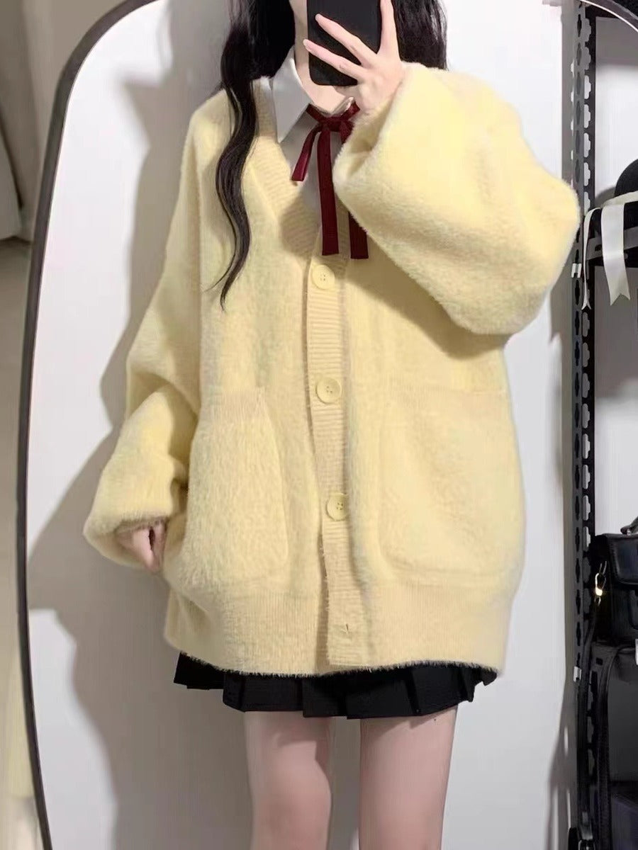 Women's Spring Furry Knitted Small Thick Warm Knitwear