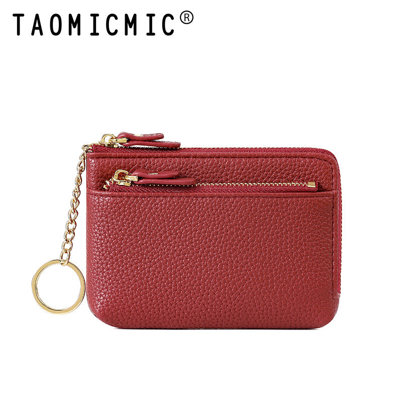 Women's Zipper Short Leather Carry-on Pendant Earphone Ladies Wallets