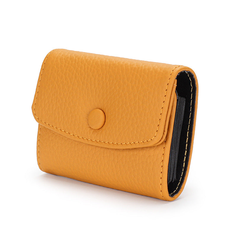 Female First Layer Short Cowhide Expanding Multiple Card Holder