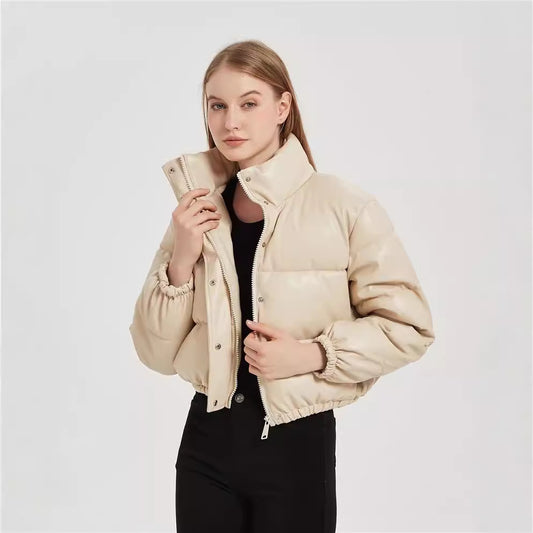 Women's Winter Urban Casual Faux Leather Cotton Coats
