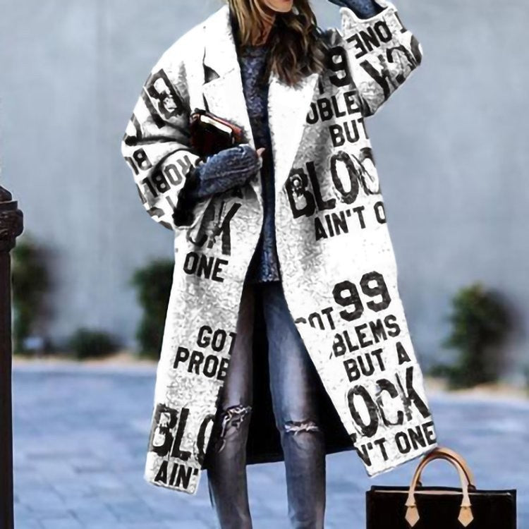 Women's Autumn Long Sleeve Printed Turn-down Collar Clothing