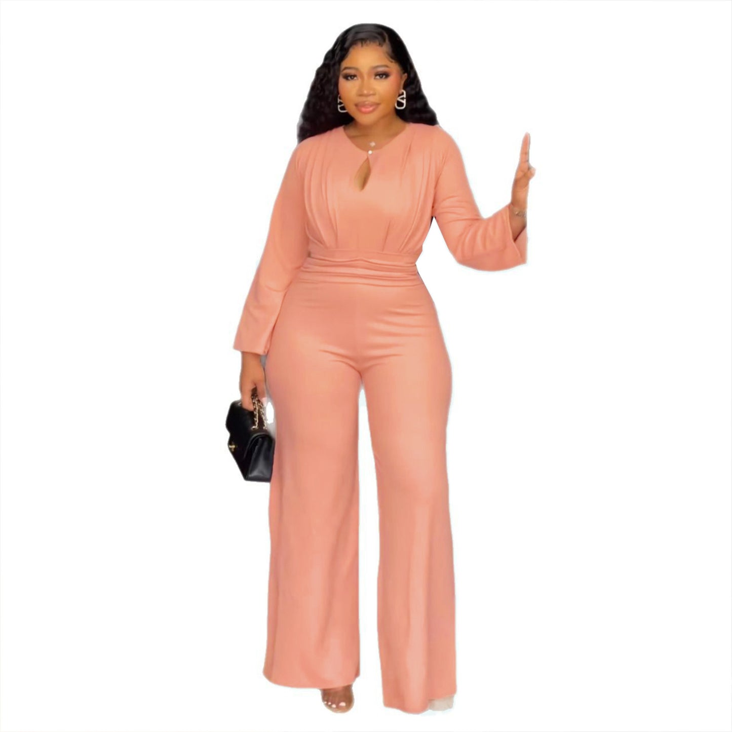Elegant Stretch Slim Cinched Wide Leg Suits