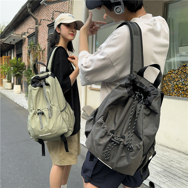 Men's Drawstring Nylon Unisex College Couple Backpacks