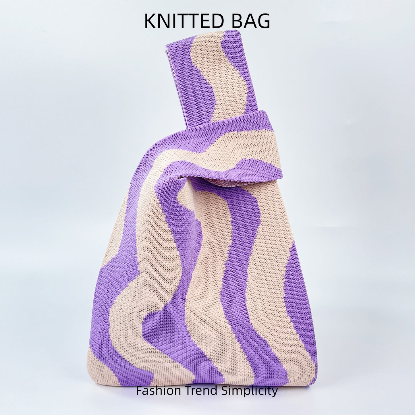 Contrast Color Wave Pattern Knitted Fashionable Handbags