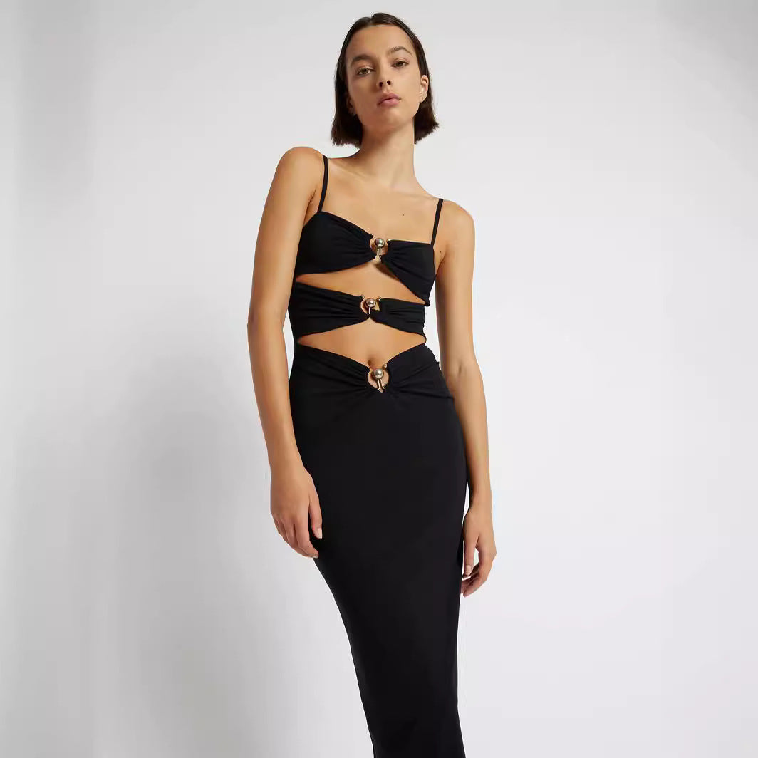 Sexy Topless Sling Skinny Long Dress Personalized Dresses