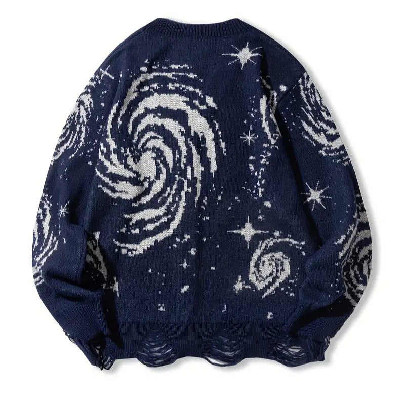 Women's & Men's & Retro Vortex Line Jacquard Loose Sweaters