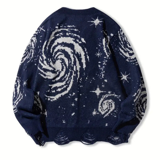 Women's & Men's & Retro Vortex Line Jacquard Loose Sweaters