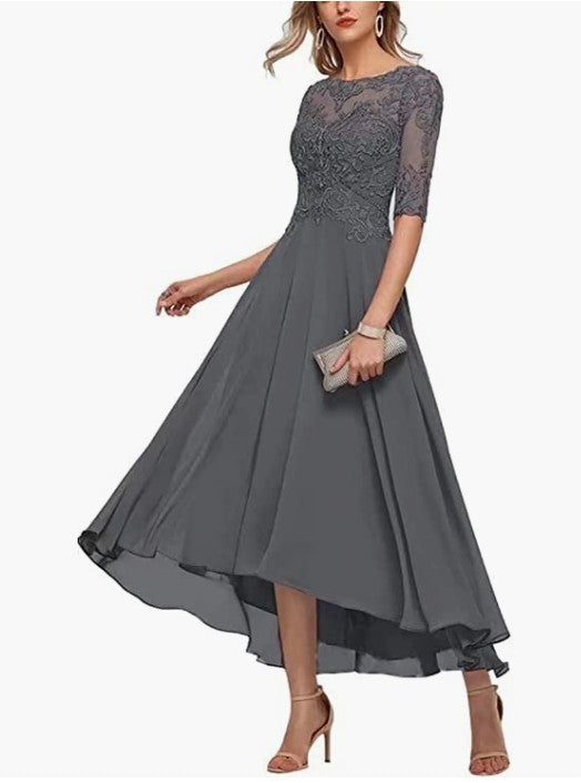 Elegant Graceful Lace Applique Half Sleeve Formal Wedding Dresses